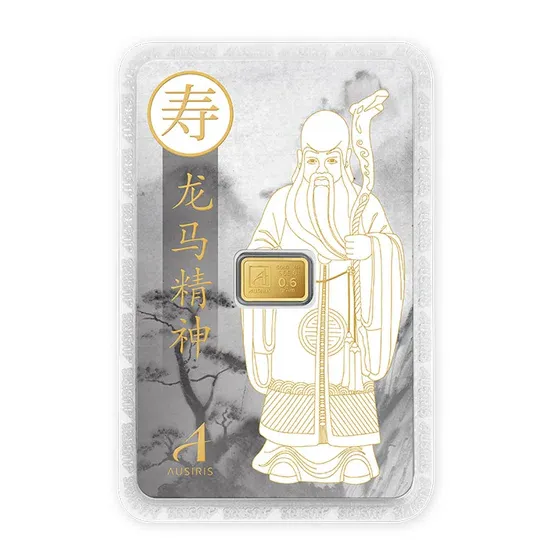 ทองแท่ง 0.6 กรัม การ์ดเทพเจ้าซิ่ว-อายุยืนนาน