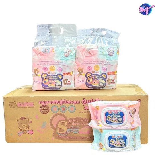 [ยกลัง] KUMA คุมะ กระดาษทิชชู่เปียก ห่อละ 40 แผ่น ยกลัง 36ห่อ สูตรปราศจากแอลกฮอล์ อ่อนโยน